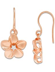 Plumeria Earrings with Diamonds in 14K Rose Gold - 13mm