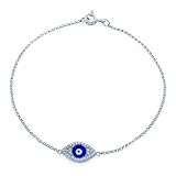 Victoria Kay 14k White Gold Diamond Enamel Evil Eye Bracelet (1/8cttw, JK, I2-I3) 6 7/8