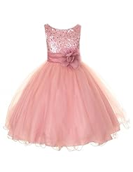 Girls Sequined Glittering Beaded Flower-Girl Dress/Wedding Dress 