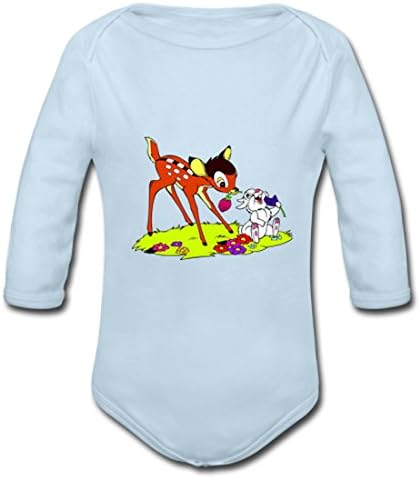 FFDEere Bambi and Thumper Baby Powder Organic Long Sleeve One Piece LightBlue 18 months