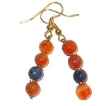 Carnelian Earrings 09 Dangle Lapis Blue Orange Crystal Healing Gemstone 1.8