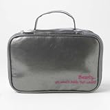 INNER BEAUTY EMBROIDERED 2 PIECE METALLIC SILVER COMPACT TRAVEL COSMETIC CASE MAKEUP BEAUTY TOILETRY BAG HOLDER ORGANIZER