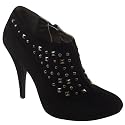 Womens Black Suede Stud Detailed Ankle Shoe Boots