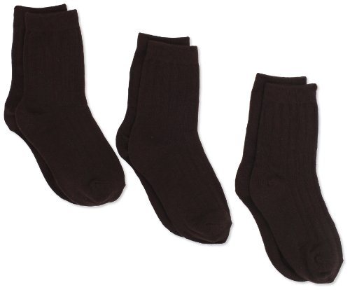 Jefferies Socks Little Boys' 6-11 Rib Crew  (Pack of 3), Chocolate, X-Small
