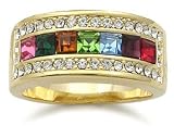 14k Gold Plated Multicolor CZ Right Hand Ring