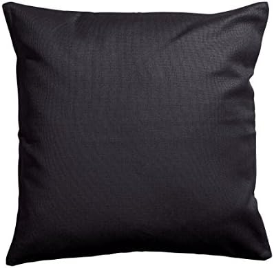 Solid Black 100% Cotton Twill Throw Pillow Cover Cushion (16 x 16")