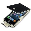 iPhone 5 Genuine Pure Black Cream Leather Case Cover Pouch Pocket Terrapin from The Keep Talking Shop iPhone 5 Accessories