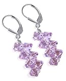 Made with Swarovski Elements Violet Crystal Sterling Silver Leverback 1.5