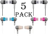 A4Tech SecureFit Metallic Super Bass Earphone In Ear Earbuds MK-650 For iPod - MP3 - MP4 - & All Audio Players - Assorted Colors - 5 Pack - Silver, Blue, Pink & 2 Black