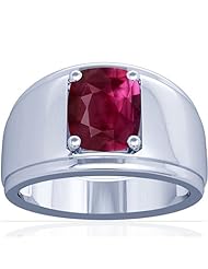 14K White Gold Cushion Cut Ruby Solitaire Ring