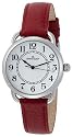 AK Anne Klein Women's Easy to Read Silver-Tone Casual Watch with a Red Leather Strap #108687SVRD
