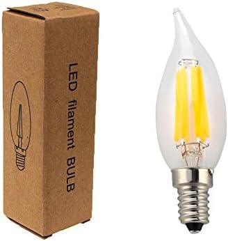 iLampens CA10 6W LED Filament Bulb - LED Candelabra 60W Equivalent 600 Lumen Warm White 2700K E12 Base Non-Dimmable 360 Degree Beam Angle Certified by UL (Pack of 10)