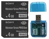 Sony 8GB (4GB x2 = 8GB) Memory Stick PRO DUO MSPD (Mark 2) Memory Card with Card Reader