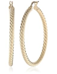 14k Yellow Gold Italian Fancy Twisted Hoop Earrings
