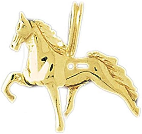 Dazzlers Solid 14 Karats Gold Racing Horse Charm Pendant Available in Three Colors From Jewelsberry