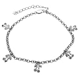 Tressa Sterling Silver Red and White Cubic Zirconia Cherry Charm .925 Stamp Hypoallergenic Bracelet