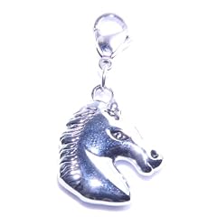 CityEnjoy - Damen Charm Edelstahl Anh�nger Pferd, Pferdekopf, Silber, f�r Bettelarmband