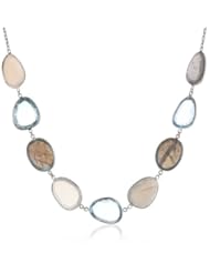 Sterling Silver Multi-Gemstone Slivers Necklace, 19"