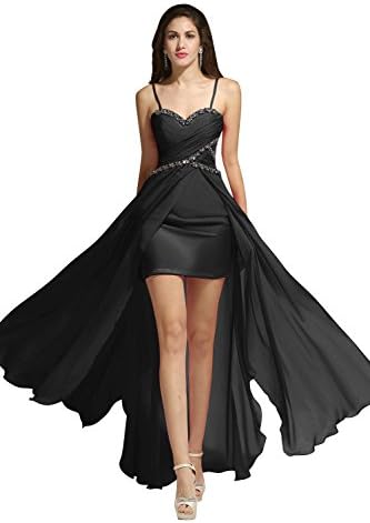 Enid Bridal Women's Backless Sleeveless Hi-Lo Prom Gown Size 8 US Black