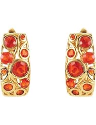 14K Yellow Gold Pair Genuine Mexican Fire Opal