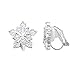 SELOVO Snowflake Cubic Zirconia Clip on Stud Earrings for Women Girls Silver Tone