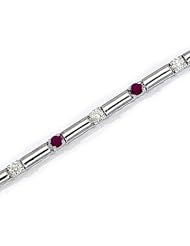14kt Yellow Gold Round Ruby and Diamond Bracelet