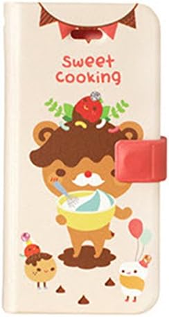 [Happymori] Sweet Cooking Wallet Type Flip Case Cover Leather Design Phone Carrying Case for Apple iPhone 5S/5 (Choco Bear)