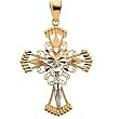 14K Two-Tone Gold Crucifix Pendant - 39.00x31.00mm