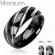 Solid Titanium with Black Twister Design Ring
