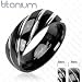 Solid Titanium with Black Twister Design Ring