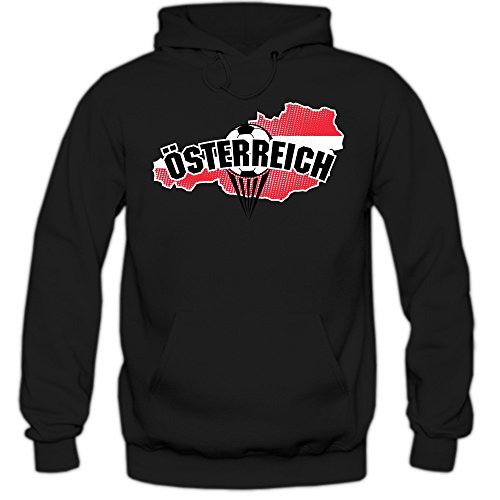 Österreich EM 2016 #1 Hoody | Fußball | Herren | Trikot | Nationalmannschaft, Farbe:Schwarz (Black F421);Größe:M