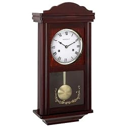 Beautiful Kassel 15 Day Wood Wall Pendulum Clock with Glass Front
