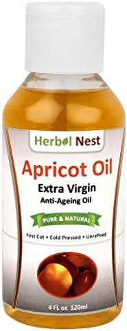 Pure Apricot Oil - 4 oz. First Cut, Cold Pressed, Extra Virgin, Unrefined Apricot Kernel Seed Oil with Nutty Smell for Anti-Ageing, Face Moisturizer, Body Oil, Sensitive Skin, Acne and Chapped Lips