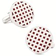 Silver Red Enamel Grid Cufflinks Cuff Links