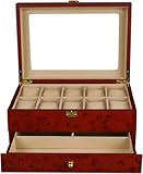 Kendal Top Quality Wooden Burlwood Matte Finish Watch Case Display Box With a Drawer WC10+3YL