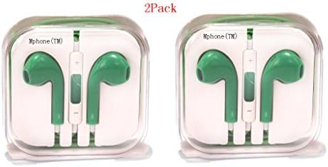 Mphone(TM) 2Pack High Quality Earphone In-ear Headphone with Microphone & Volume Control for I Phone I Pad I Pod High Quality 3.5 Mm Plug for Mp3 Player(Green)