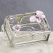 Glass Jewelry Trinket Box with Pink Butterfly & Orchids