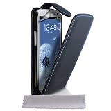 Custodia Samsung Galaxy S3 i9300 PU Cuoio Lanciare Nero Caso Con Schermo Pellicola Protezionedi Mobile Madhouse