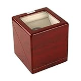 New Single Square Watch Winder for Automatic Watches with Built IC Timer Battery AC or Battery Operation Cherry Finish