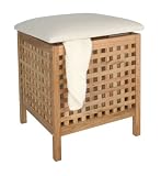 Wenko 18609500 Nordic Wohn- und Badhocker - W&auml;schetruhe, Sitzpolster, W&auml;schesack, Walnussholz, 46.5 x 55 x 46.5 cm