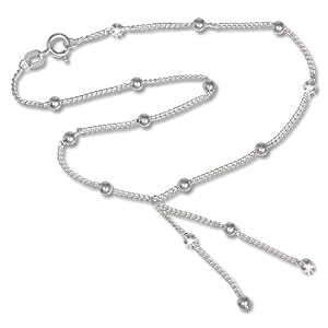 SilberDream Fußkette Silber-Kugeln 925 Sterling Silber 25cm Fußkettchen SDF013