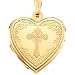14K Yellow Gold Heart Shaped Cross Locket