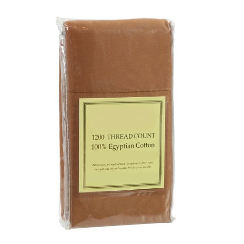 King Pillowcase, Mocha Light Brown, 1200 - Collection, Set of 2, King 20x40, Available in Many Sizes and Colors