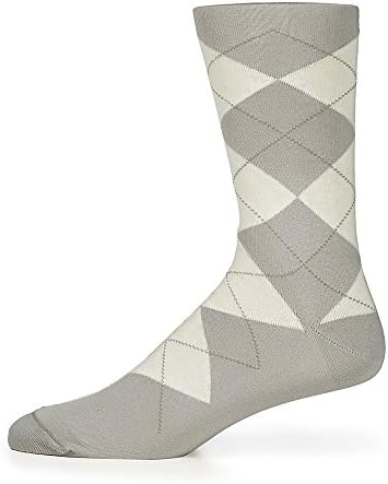 Paul Fredrick Men's Peruvian Pima Cotton Argyle Socks Grey Over The Calf