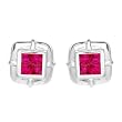 Earrings With 2.40ctw Genuine Rubies Crafted in 18K White Gold. Total item weight 10.9g Length 13mm