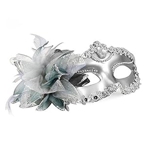 Venetian Style Party Prom Cosplay Halloween Costume Masquerade Mardi Mask (Silvery)