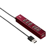 SANWA SUPPLY USB-HUB255R 磁石付き7ポートUSB2.0ハブ(レッド)の画像