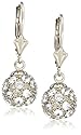 Platinum Overlay Sterling Silver Cubic Zirconia Pave Ball Leverback Earrings