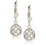 Platinum Overlay Sterling Silver Cubic Zirconia Pave Ball Leverback Earrings