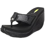 Volatile Women's Swan Wedge Sandal,Black,7 B US ~ Volatile